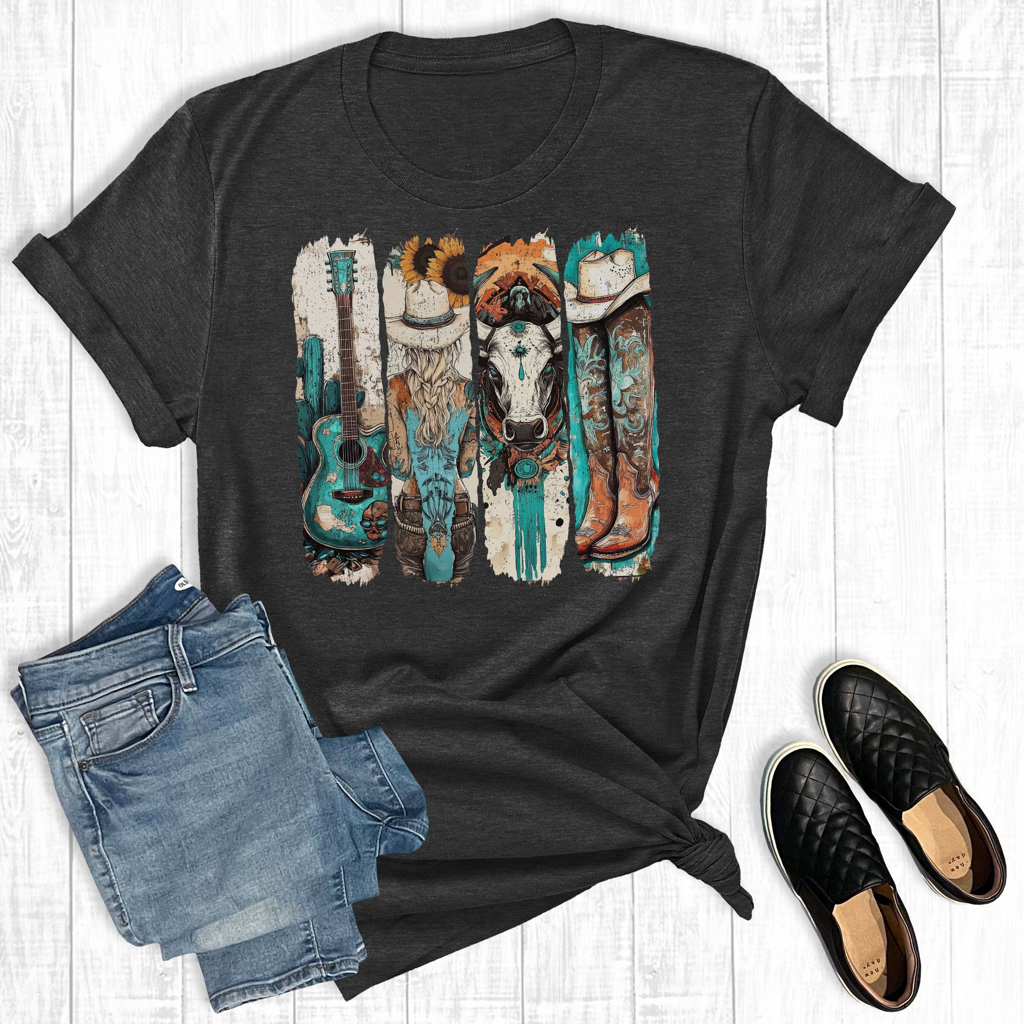 Western Turquoise Cowgirl Graphic Tee