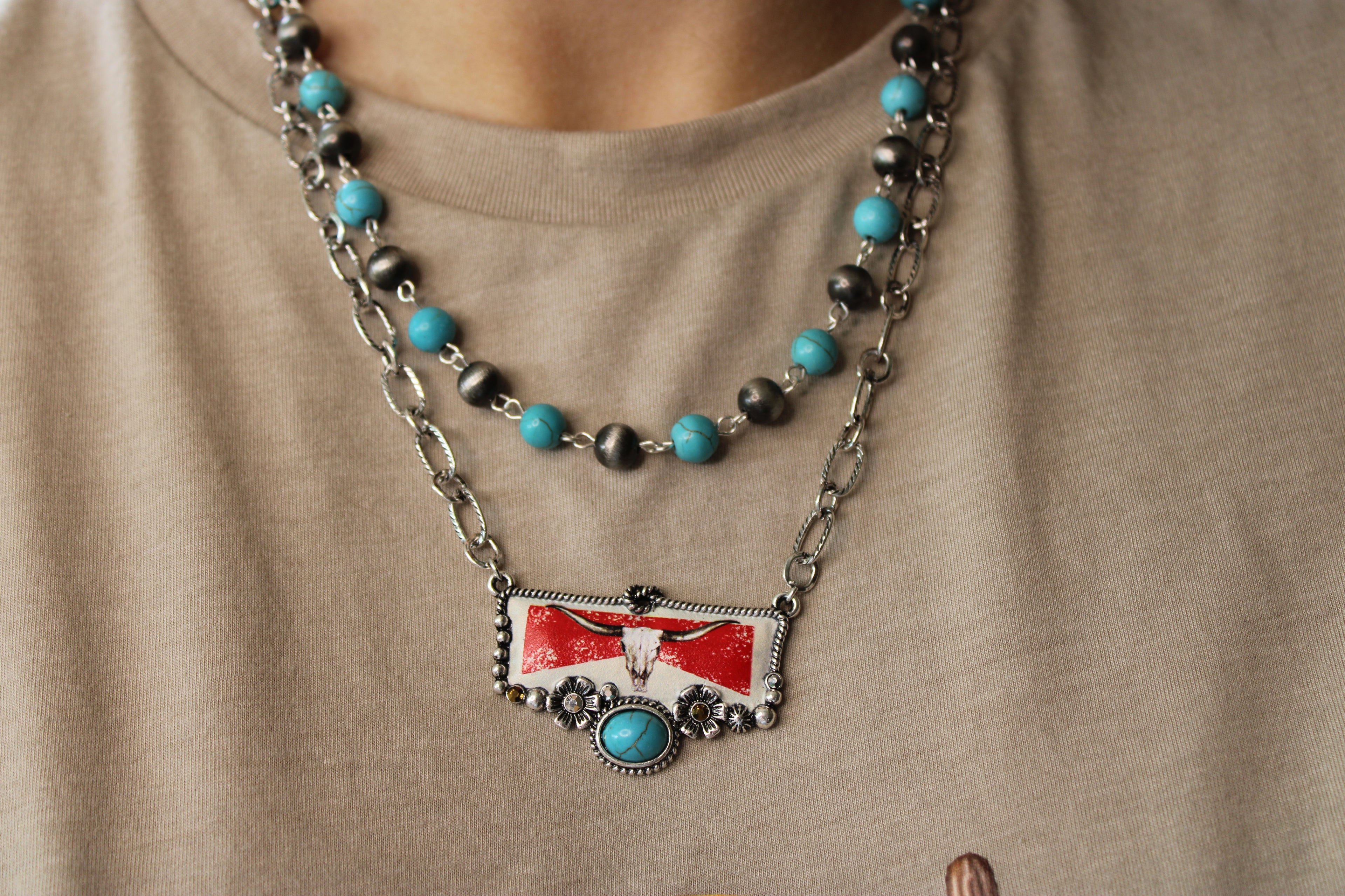 Longhorn Beer Western Necklace