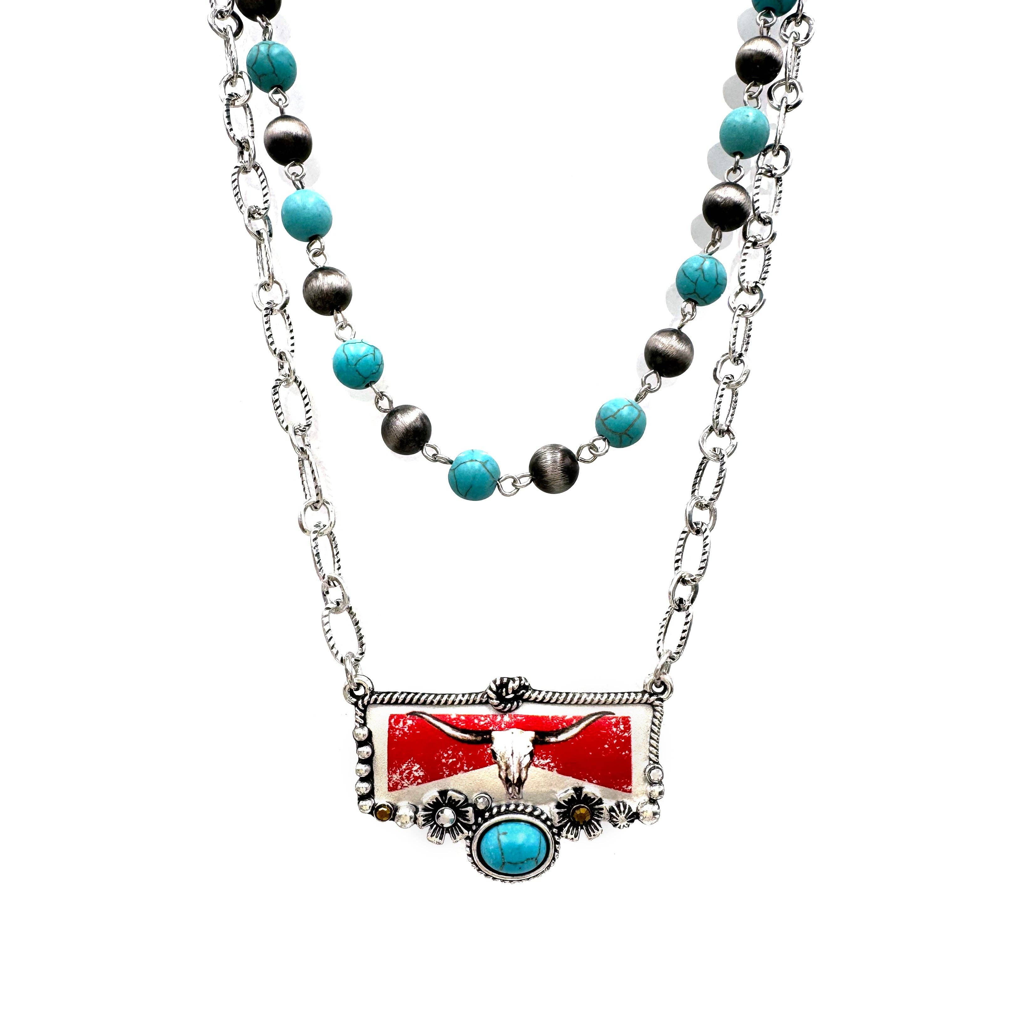 Longhorn Beer Western Necklace