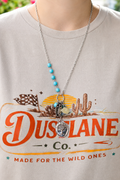Western Cross Charms Turquoise Beads Necklace Earring Set
