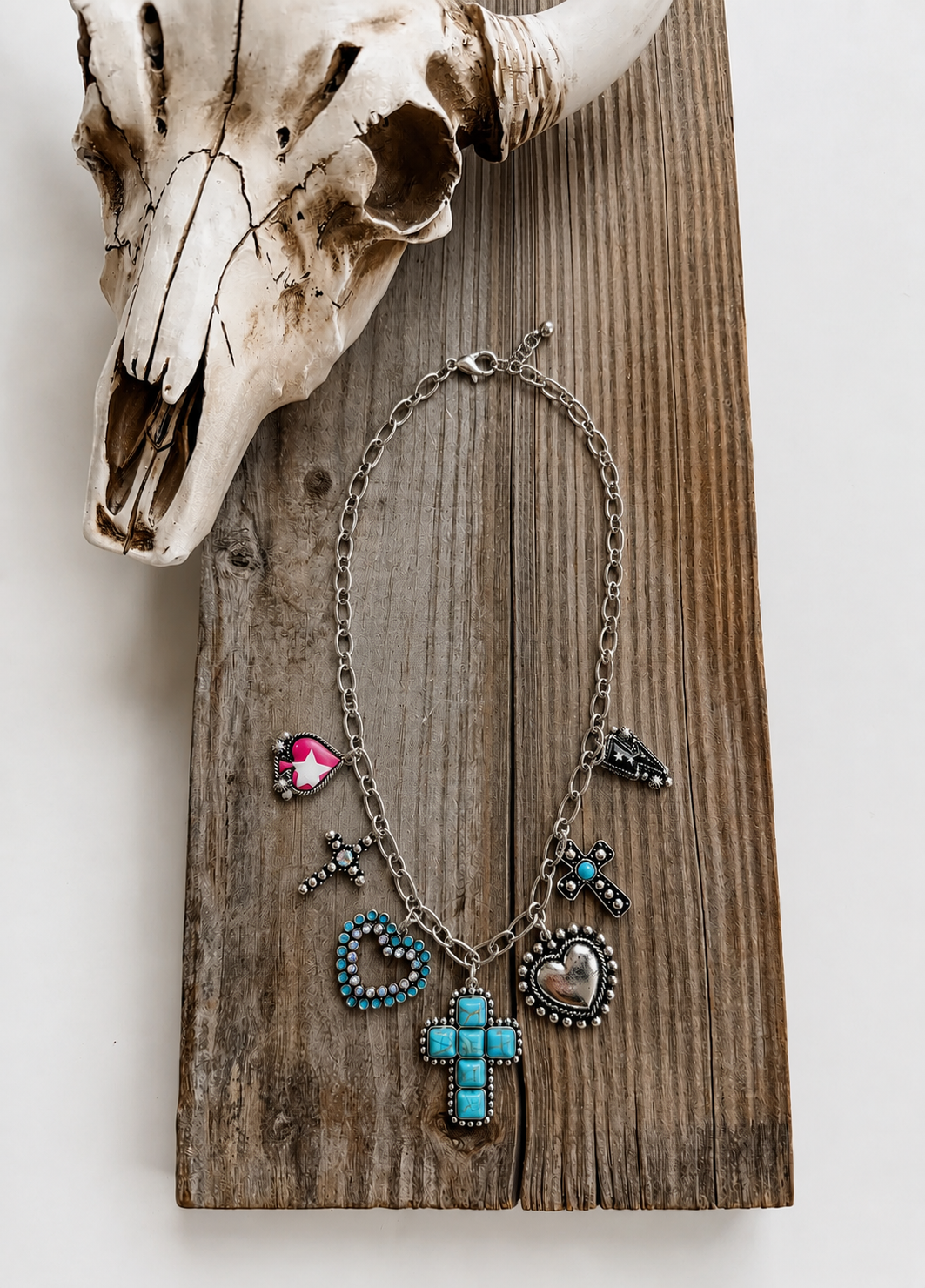 Western Cross - Bow - Multi Charm Necklace